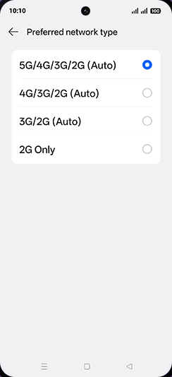 Step 8: Tap on 4G/3G/2G (Auto).