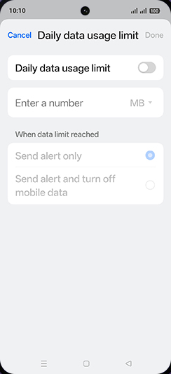Step 9: Tap on Daily data usage limit to turn ON.