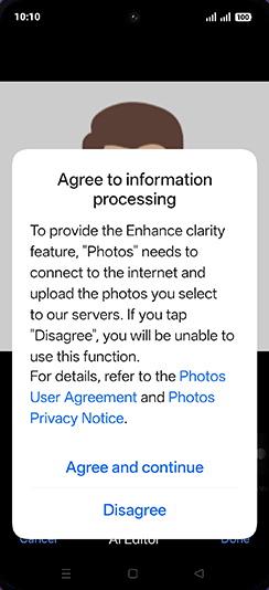 Step 9: Tap on Agree and continue.