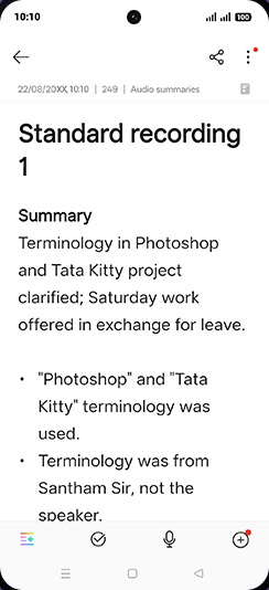 Step 12: Check Recording summary.