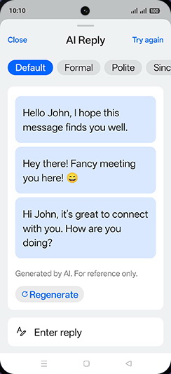 Step 6: Tap on desired AI reply.