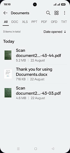 Step 4: Tap on desired Document.