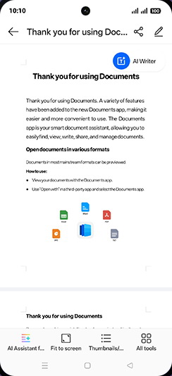 Step 5: Tap on AI Assistant for Document.