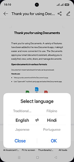 Step 7: Select desired language and tap on OK.