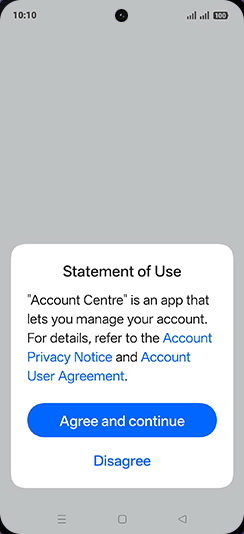 Step 6: Tap on Agree and continue.