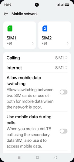 Step 4: Tap on SIM1 or SIM2.