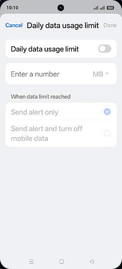 Step 9: Tap on Daily data usage limit to turn ON.