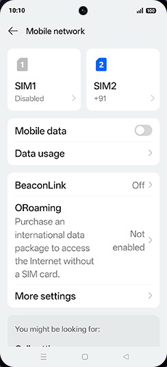 Step 4: Tap on SIM1 or SIM2.