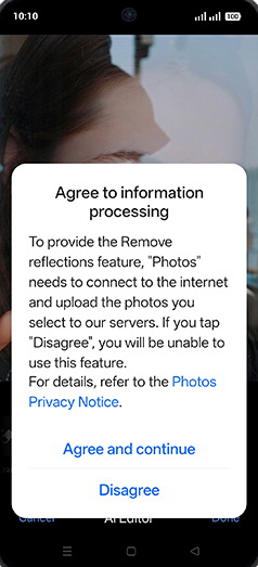 Step 9: Tap on Agree and continue.