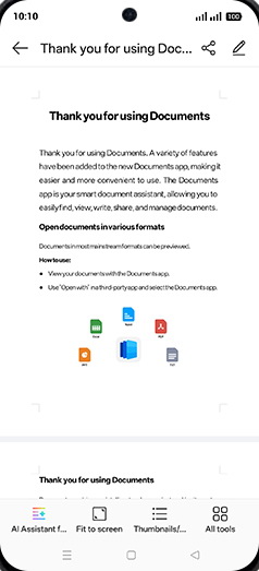 Step 5: Tap on AI Assistant for Document.