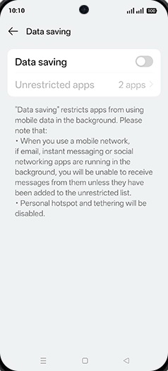 Step 6: Tap on Data saving to turn ON.