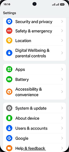 Step 3: Tap on System & update.