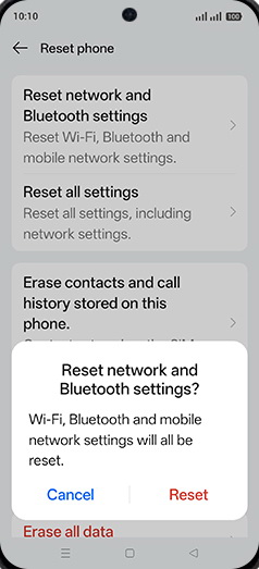 Step 7: Tap on Reset.