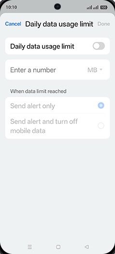 Step 9: Tap on Daily data usage limit to turn ON.