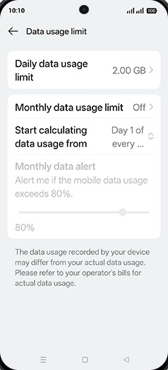 Step 14: Tap on Monthly data usage limit.
