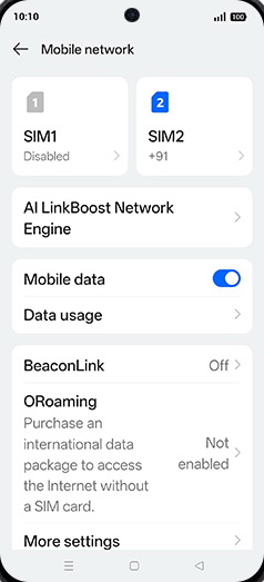 Step 4: Tap on SIM1 or SIM2.