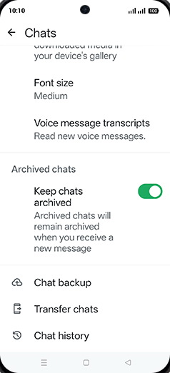Step 6: Tap on Chat backup.