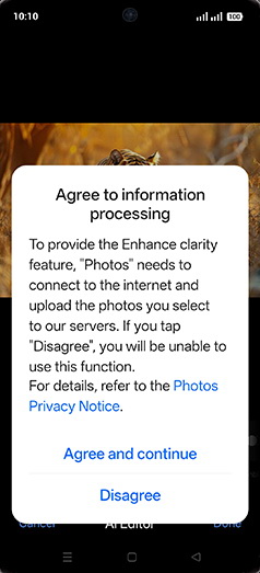 Step 9: Tap on Agree and continue.