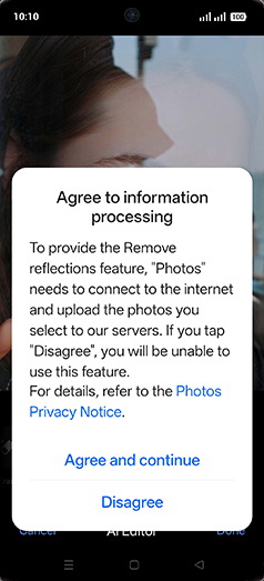 Step 9: Tap on Agree and continue.