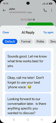 Step 6: Tap on desired AI reply.