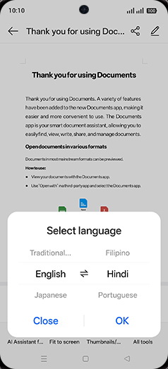Step 7: Select desired language and tap on OK.