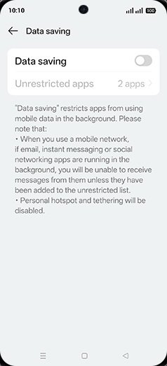 Step 6: Tap on Data saving to turn ON.