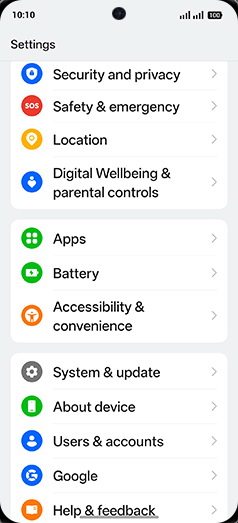 Step 3: Tap on System & update.