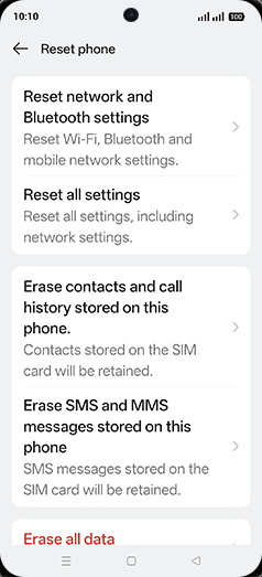 Step 6: Tap on Reset network and Bluetooth settings.