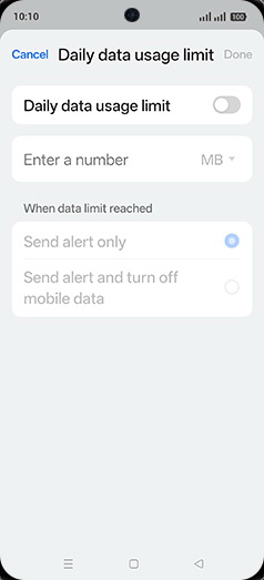 Step 9: Tap on Daily data usage limit to turn ON.