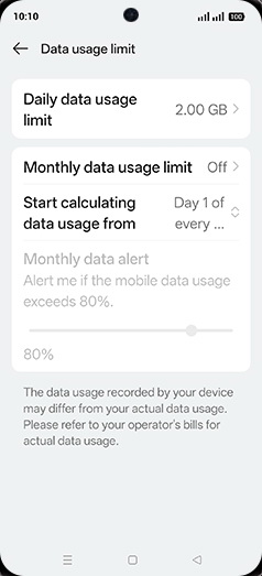 Step 14: Tap on Monthly data usage limit.