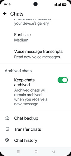 Step 6: Tap on Chat backup.