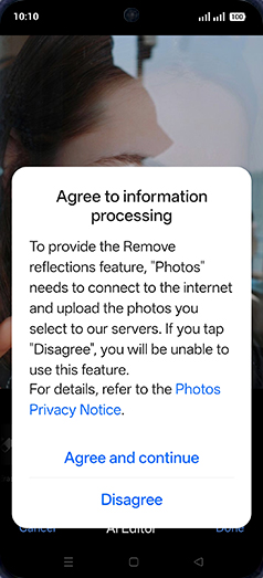 Step 9: Tap on Agree and continue.
