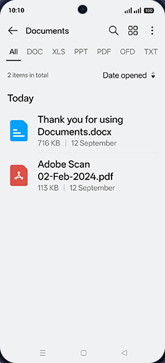 Step 4: Tap on desired Document.