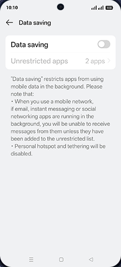Step 6: Tap on Data saving to turn ON.