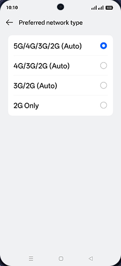 Step 8: Tap on 5G/4G/3G/2G (Auto).