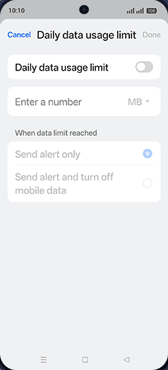 Step 9: Tap on Daily data usage limit to turn ON.