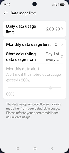 Step 14: Tap on Monthly data usage limit.