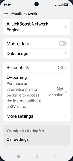 Step 6: Tap on Mobile data to turn ON.