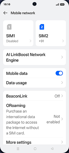 Step 4: Tap on SIM1 or SIM2.