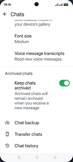 Step 6: Tap on Chat backup.