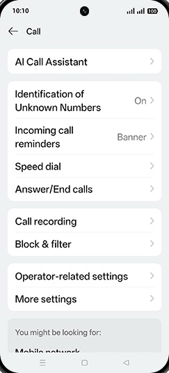 Step 5: Tap on AI Call Assistant.