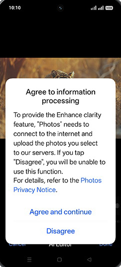 Step 9: Tap on Agree and continue.