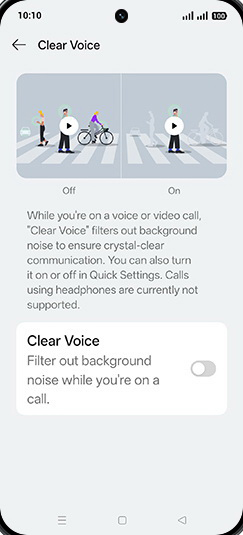 Step 5: Tap on Clear Voice to turn ON.