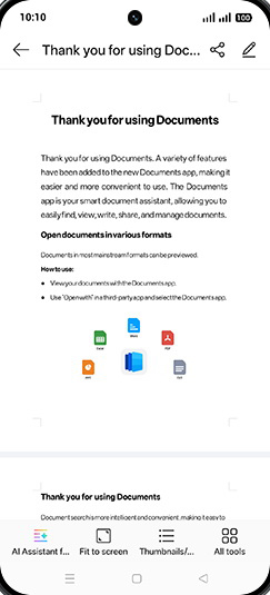 Step 5: Tap on AI Assistant for Document.