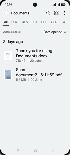 Step 4: Tap on desired Document.