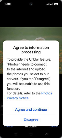 Step 9: Tap on Agree and continue.