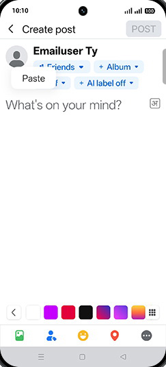 Step 10: Paste the copied data, tap and hold on text box.