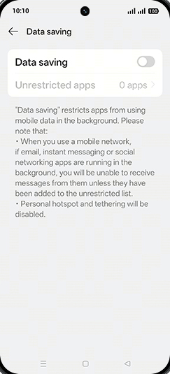 Step 6: Tap on Data saving to turn ON.