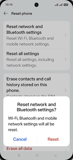 Step 7: Tap on Reset.