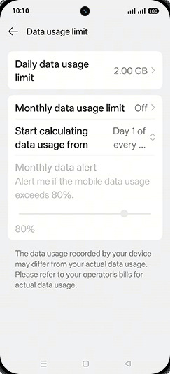 Step 14: Tap on Monthly data usage limit.